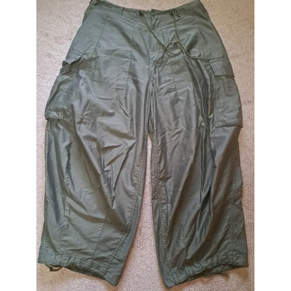 Needles Men's Khaki Cotton H.D. Pant BDU Cargo Relaxed Wide Leg Trousers Large